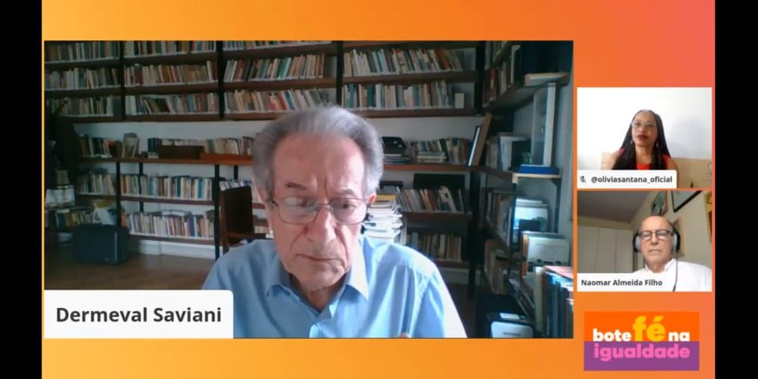 Em live com Olívia Santana, Dermeval Saviani afirma que ainda não há condições de retorno das aulas presenciais