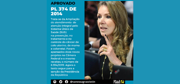 PL de Vanessa que amplia atendimento à mulher no SUS é aprovado